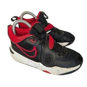 Nike Boys Shoes, Red & Black Team Hustle D11 Mid Top Basketball Sneakers, Sz 4Y